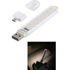 Resim Gampus 8 Ledli USB Girişli Portatif LED Kitap Okuma Kamp Bilgisayar Çalışma Masası Lambası 