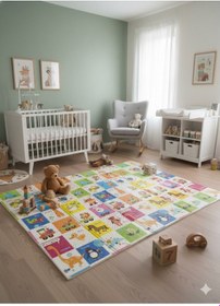 Resim Katlanabilir Çift Taraflı Eğitici Çocuk Oyun Matı, Halısı 180x150 Taşıma Çantalı - Ayı 