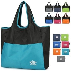 Resim Tongxida Su Geçirmez Katlanır Mavi Omuz Çantası, Seyahat Çantaları İçin Mavi 