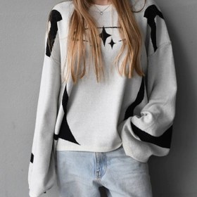 Resim Contrast Y2K Moda Örme Kazak - Beyaz / L 