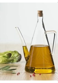Resim Morponi Borosilikat Cam Yağdanlık Yağlık Glazzy 500 Ml 2 Adet Standlı Şeffaf 