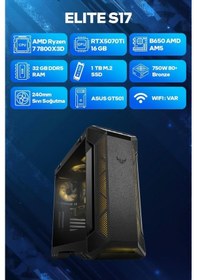 Resim Game Garaj Elite S17 R7-7800X3D 32 GB 1 TB SSD RTX5070TI Free Dos Oem Paket Masaüstü Oyuncu Bilgisayarı 