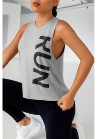 Resim Ghassy Co. Kadın Run Nefes Alabilir Koşu Egzersiz Kolsuz Spor Atlet Açık Gri 