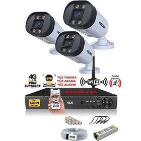 Resim IDS DS-2032HD-WL-SET3-NOHDD 3 Kameralı 1080P Full HD 5 MP Sony Lensli Kamera Seti - 2032 