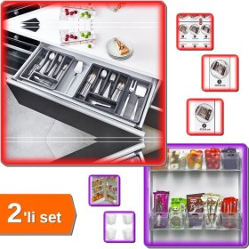 Resim Hereveoyuncak Kayar Kaşıklık Organizeri 3 Aşamalı Sağ Sol Açılır + 6 Adet Buzdolabı Mini Düzenleyici Kutu AB12CD 