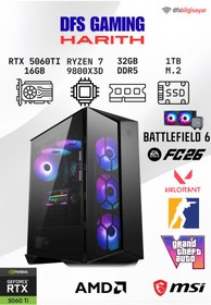 Resim MSI DFS GAMING HARITH RYZEN 7 9800X3D-B650M-RTX 5060 TI 16GB-32GB DDR5 RAM-1TB M.2 SSD-OYUNCU BİLGİSAYAR 