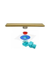 Resim Sukar Duş Kanalı Line 6 Gold Altın Izgaralı 40 Cm Ve Yalıtım Kiti 