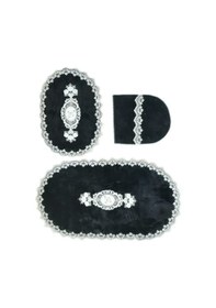 Resim Bonny Home Lisa Siyah 3lü Fransız Dantelli Klozet Takımı Çeyizlik 