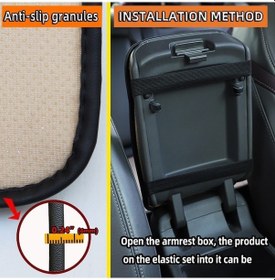 Resim Novahub 32x19cm Pu Karbon Fiber Deri Merkezi Kolçak Kutusu Kapağı Kaymaz Ped Kırmızı Altın Diğer 