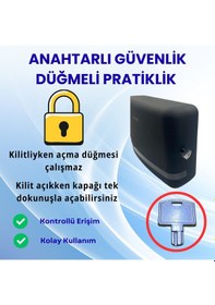 Resim Mulpex Siyah Duvara Monte Z Katlamalı Kağıt Havlu Dispenseri Premium Abs Gövde, Anahtarlı Kilit, Vidalı & Yapışkan Montaj Siyah 