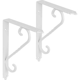 Resim CetKing 2 Adet Ferforje Raf Altı Ayak Dekoratif Raf Tutucu Beyaz Montaj Aparatı 135 x 190 mm (Orta Boy) 