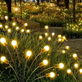 Resim Güneş Enerjili Ateşböceği Akıllı Işık 8LED/12LED, havada uçan ateşböcekleri gibi, çeşitli renkler, villalar bahçeleri için uygun, sokak süslemeleri, parti dekorasyonları, büyük enerji depolama, akıllı anahtar ortam ışığı [ılık/renkli] 