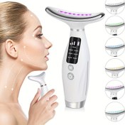 Resim Dijital Ekranlı Şarj Edilebilir Yüz Masajı - USB Şarj, Yüz ve Boyun İçin Ergonomik Tasarım, 4 Mod İçerir, Düşük Voltaj Çalışması 