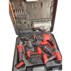 Resim Rodex 4'lü Makine Seti 20V 3X4.0AH Li-Ion D.matkap 45NM D.somun Sıkma 300NM Kırıcı Delici 2.5j Avuç Taşlama 125MM Aksesuarlı Bmc 