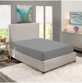 Resim Lastikli Penye Pamuklu Çarşaf Gri 160x200 