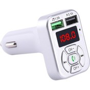 Resim Araç Şarj Ikiz Portu USB Fm Verici Bluetooth Kablosuz Aux Mp3 Handfree Gümüş (Yurt Dışından) 