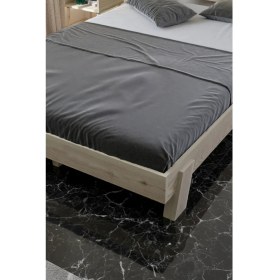 Resim Renazzo Mobilya Damla 2'li Başlıklı Doğal Masif Ahşap Karyola ve Iki Adet Komodin Seti - Kademeli Başlık Tasarımlı 