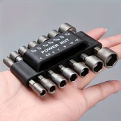 Resim 14 parça darbe sürücü soketi seti, uzatılmış soket adaptörleri ve 1/4" (6.35Mm) hex saplı güç somun sürücüsü ile, elektrikli matkaplar ve darbe anahtarları için uygun, hem DIY tutkunları hem de profesyoneller için tasarlanmış. 