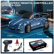 Resim 1/64 Rc Araba 2.4g 4wd Yüksek Hızlı Drift Mini Masaüstü Araba Yarışı Dört Mavi Mavi 