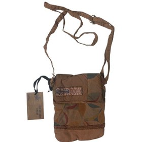 Resim Vintage Renkli Etnik Salaş Tek Bölmeli Günlük Kadın Kol Omuz Çapraz Telefon Çantası 14 Cm X 17 Cm Kahverengi - Bordo 