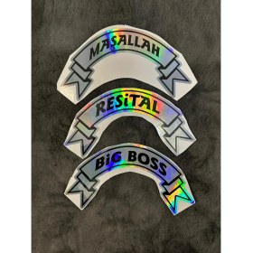 Resim Otomor Aksesuar Hologram Etiket Kurdele Maşallah Resital Big Boss 3'lü 26X14CM Araba Kamyon Dolmuş 
