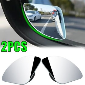 Resim 2 Adet Evrensel Cam Araç Geniş Açı Kör Nokta Aynaları, 360° Ayarlanabilir, Tüm Arabalar İçin Düz Lens Eğrisiz Çerçevesiz Küçük Fan Şekilli 