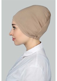 Resim Altobeh Hazır Pratik Geçmeli Lastikli Tesettür Bone - Koyu Bej 