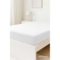 Resim Çift Kişilik Düz Penye %100 Pamuklu Lastikli Çarşaf 200X200 Cm Battal Boy Newsheet Beyaz 