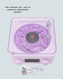 Resim Kanonik Education Bluetooth Retro Pikap Hoparlör - Projektörlü Gece Lambası 
