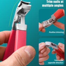 Resim Kalın Tırnaklar İçin Ergonomik Ağır Hizmet Tipi Ayak Tırnak Makası - Yaşlılar İçin Keskin, Açılı Bıçak, Sıçramaya Karşı Koruyucu Tutucu ile, Paslanmaz Çelik, Ayak Bakımı İçin İdeal (Gümüş 