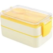 Resim Buffer® 2 Bölmeli Çok Amaçlı 900 ml Kapasiteli Çatal Kaşıklı Dayanıklı Beslenme Kabı Yiyecek Kutusu 