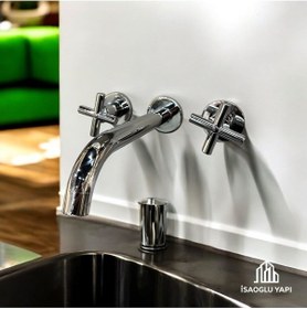Resim İsaoğlu Yapı Ankastre Lavabo Bataryası Gümüş Gpd Lavabo Bataryası Duvardan Gümüş 