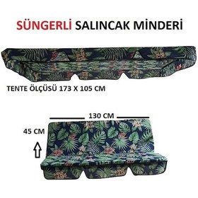 Resim Süngerli Salıncak Minder Seti Tenteli Bahçe Minderi 2 Kişilik Süngerli Yeşil Yaprak Yeşil - Mavi 
