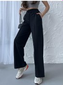 Resim Siyah-antrasit Kadın Mevsimlik Salaş Geniş Paça Yüksek Bel 2'li Eşofman Altı Siyah 