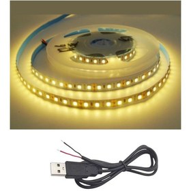 Resim 5 Metre 5 Volt 2835 Smd 3000 K Günışığı İç Mekan 60 Ledli Şerit Usb Li Siyah Güç Kablosu Set 