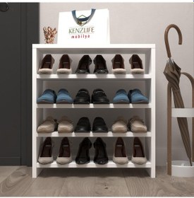 Resim Kenzlife Ayakkabılık Mısri Mat Beyaz Suntalam 065 060 20 Oniki Çift Ayakkabı Kapasitesi Arkalıksız Beyaz 