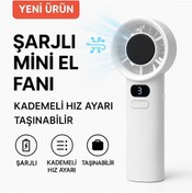 Resim SMAYLİNG Şarjlı Mini El Fanı | Kademe Hız Ayarı, Taşınabilir Serinlik, Dijital Göstergeli 