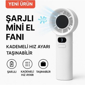 Resim SMAYLİNG Şarjlı Mini El Fanı | Kademe Hız Ayarı, Taşınabilir Serinlik, Dijital Göstergeli 