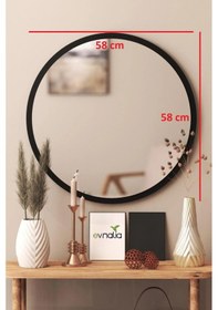 Resim 60 Cm Çap Banyo & Makyaj Aynası Yuvarlak Antre Hol Koridor Duvar Salon Mutfak Ofis Dekoratif Ayna - Siyah Siyah 
