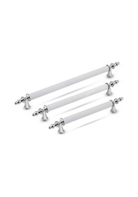 Resim Tuana Rustik Alüminyum Metal Lüks Modern Mobilya Çekmece Mutfak Dolabı Kulpu Beyaz-krom 224mm 5 Adet Beyaz - Krom 