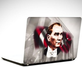 Resim Bayrak ve Atatürk Laptop Sticker 17 inch (39X27CM) 