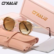 Resim OYALIE Kadın Retro Yuvarlak Çerçeve Moda Gözlükleri, AC Lens, Çinko Alaşım Çerçeve, Metal Menteşelerle, Sokak Fotoğrafçılığı, Partiler ve Toplantılar için Dekoratif Gözlükler, Zarif Kılıf Dahil, Moda Aksesuarları 
