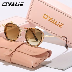 Resim OYALIE Kadın Retro Yuvarlak Çerçeve Moda Gözlükleri, AC Lens, Çinko Alaşım Çerçeve, Metal Menteşelerle, Sokak Fotoğrafçılığı, Partiler ve Toplantılar için Dekoratif Gözlükler, Zarif Kılıf Dahil, Moda Aksesuarları 