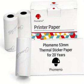 Resim Phomemo Kağıt - 20 Yıllık Beyaz Yapışkanlı Baskı Kağıdı, M02/M02Pro/M02S/M03/M03AS/M04S/M04AS Mini Yapışkanlı Baskı Kağıdı, Mini Termal Baskı Kağıdı, 3 Rulo 