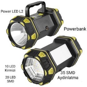 Resim Büro Ev Ofis İş Güvenliği İçin Şarjlı Lamba Çift Taraf Işık Taşınır Spot Işıldak Powerbank El Feneri Gri 