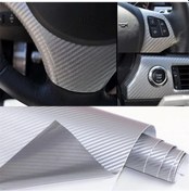 Resim 3d Gri Silver Tırtıklı Hava Kanallı Karbon Folyo 152cmx30cm 