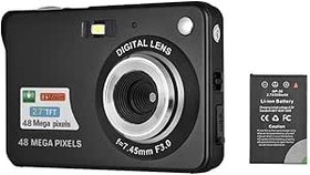Resim Andoer Dijital Fotoğraf Makinesi Video Kamera 18M 720P HD ile 2 Adet Piller 8X Dijital Zoom Anti-shake 2.7 inç LCD Ekran Çocuklar. (Siyah) 