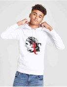 Resim Roger Federer Baskılı Unisex Çocuk Kapüşonlu Beyaz Sweatshirt 