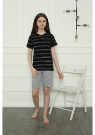 Resim Akbeniz Kız Çocuk Penye Şortlu Pijama Takım 20405 SIYAH 