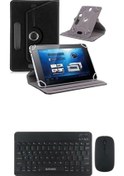 Resim Acer Iconia M10 10.1" Kılıf Uyumlu Standlı Kablosuz Bluetooth Klavye Mouse Set Kılıf 